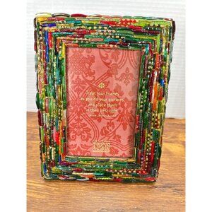 Two’s Company Multicolor Glass Bead Mosaic Picture Frame 4x6